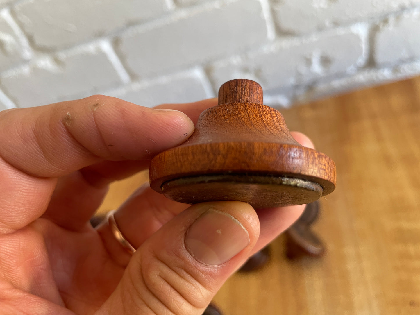 Mid century Vintage Teak glazed ceramic furniture/ door handles (rare European old parts)