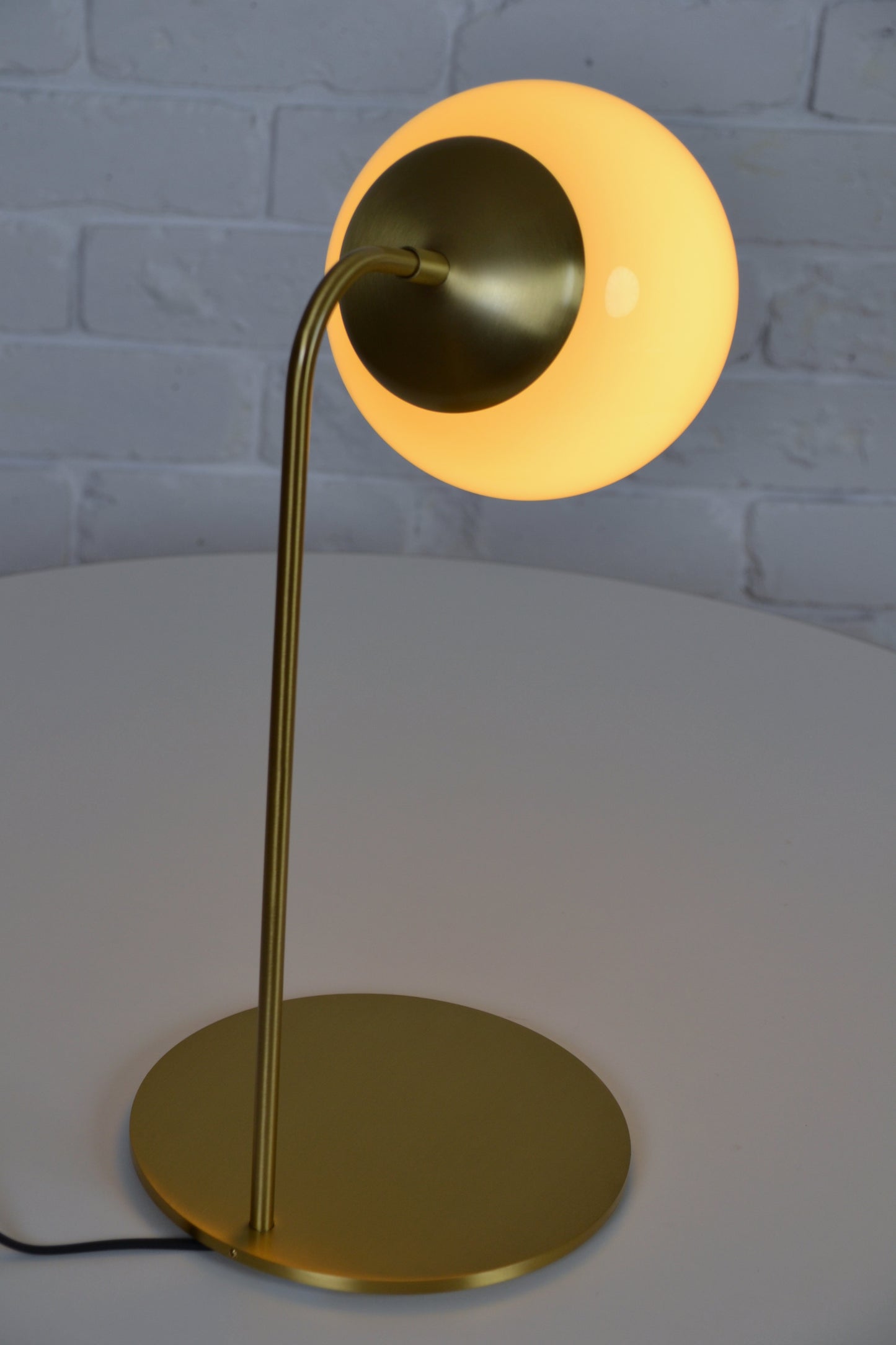 Modern designer brass desk lamp by Jason Miller / Roll & Hill New York