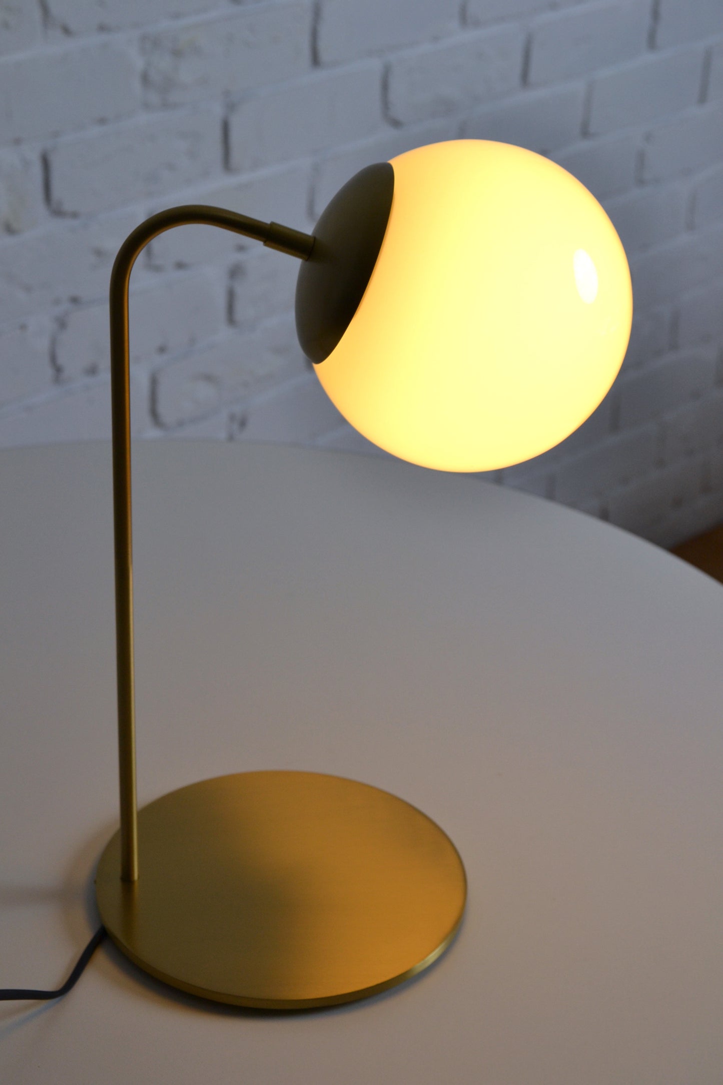 Modern designer brass desk lamp by Jason Miller / Roll & Hill New York