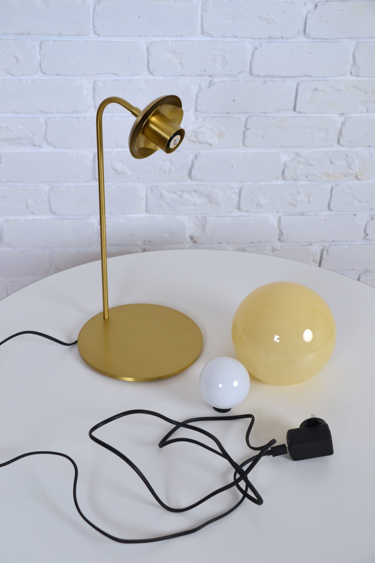 Modern designer brass desk lamp by Jason Miller / Roll & Hill New York