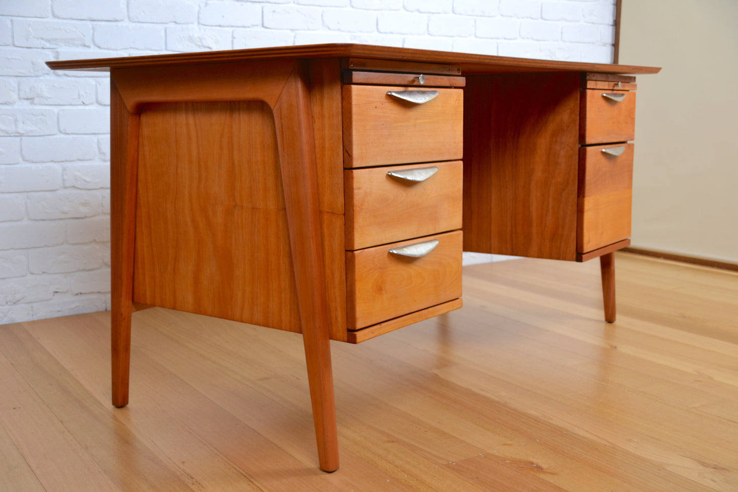 Mid century Danish style Desk - restored Queensland Maple / Australian mcm