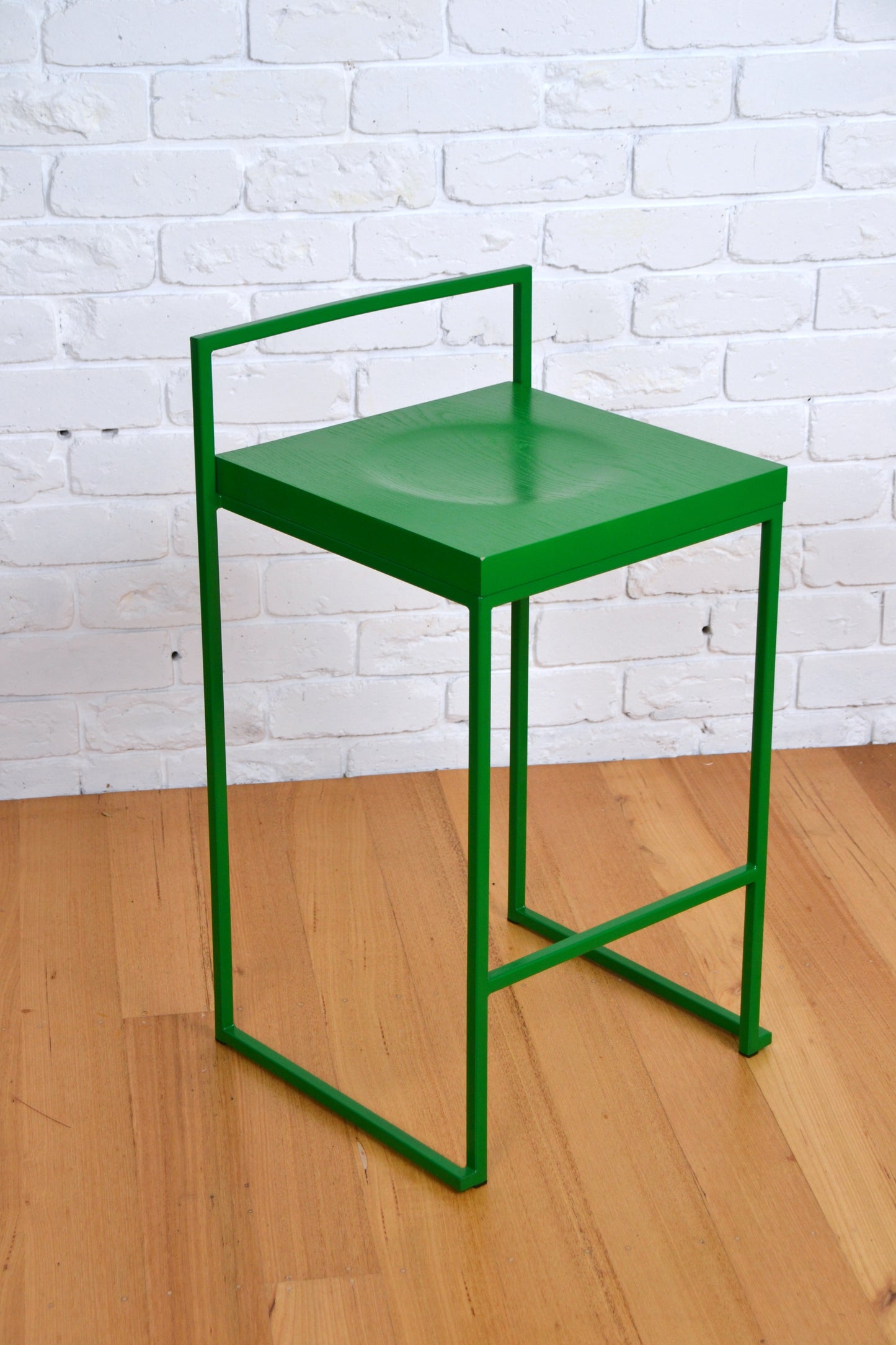 Modern designer bar stool /side table Italy by Enzo Berti Green Oak