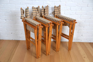 Vintage folding deck chairs / pinstripe canvas & timber