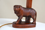 Load image into Gallery viewer, Vintage Teak Lion carved figured lamp
