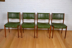 Mid century set 4 dining chairs T.H Brown 1960s - original green!