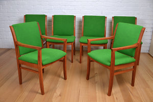 Restored set six Vintage Parker dining chairs - Eco green wool
