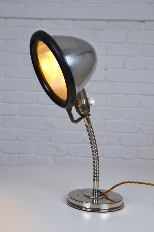 Vintage European industrial goose-neck lamp