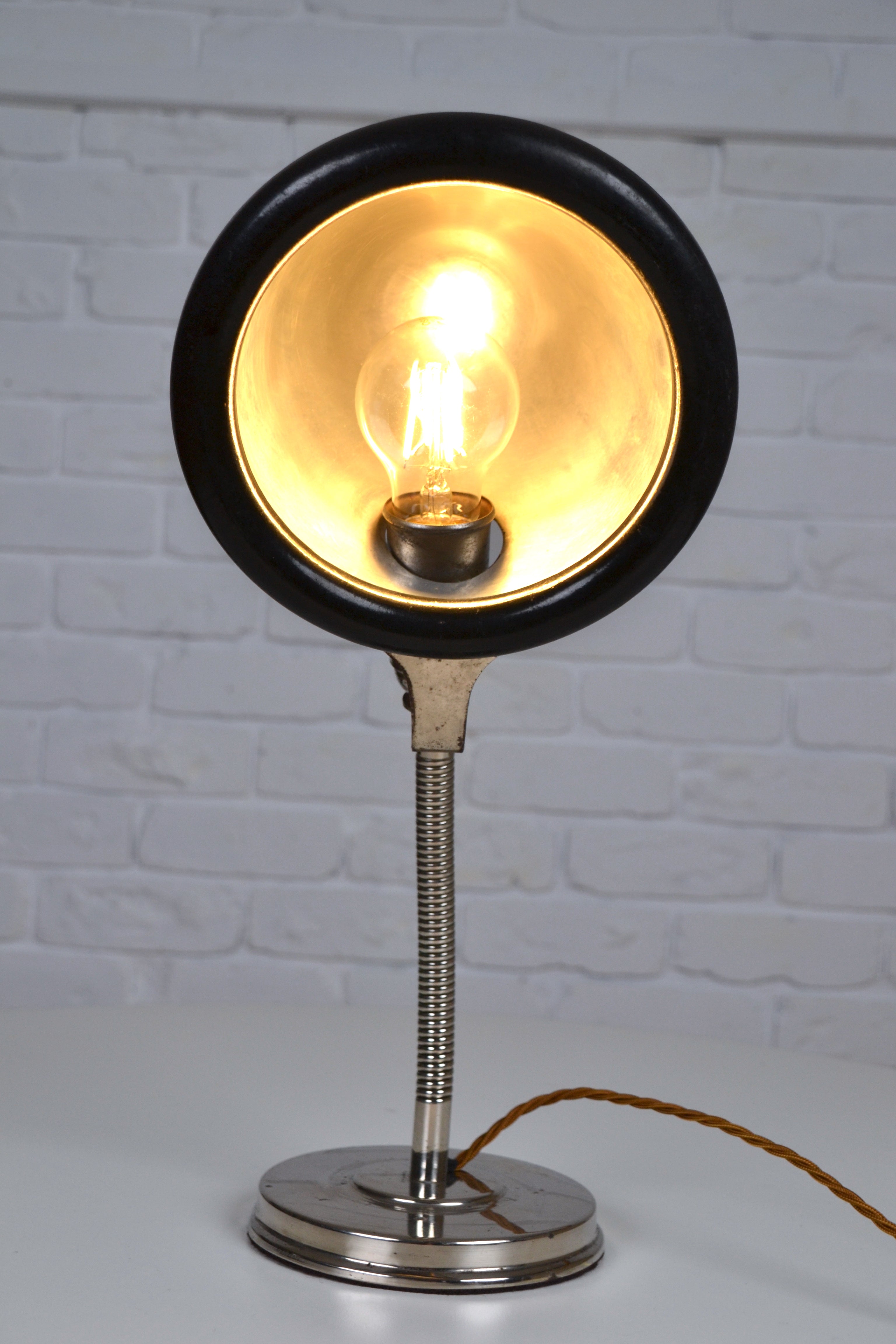 Vintage European industrial goose-neck lamp
