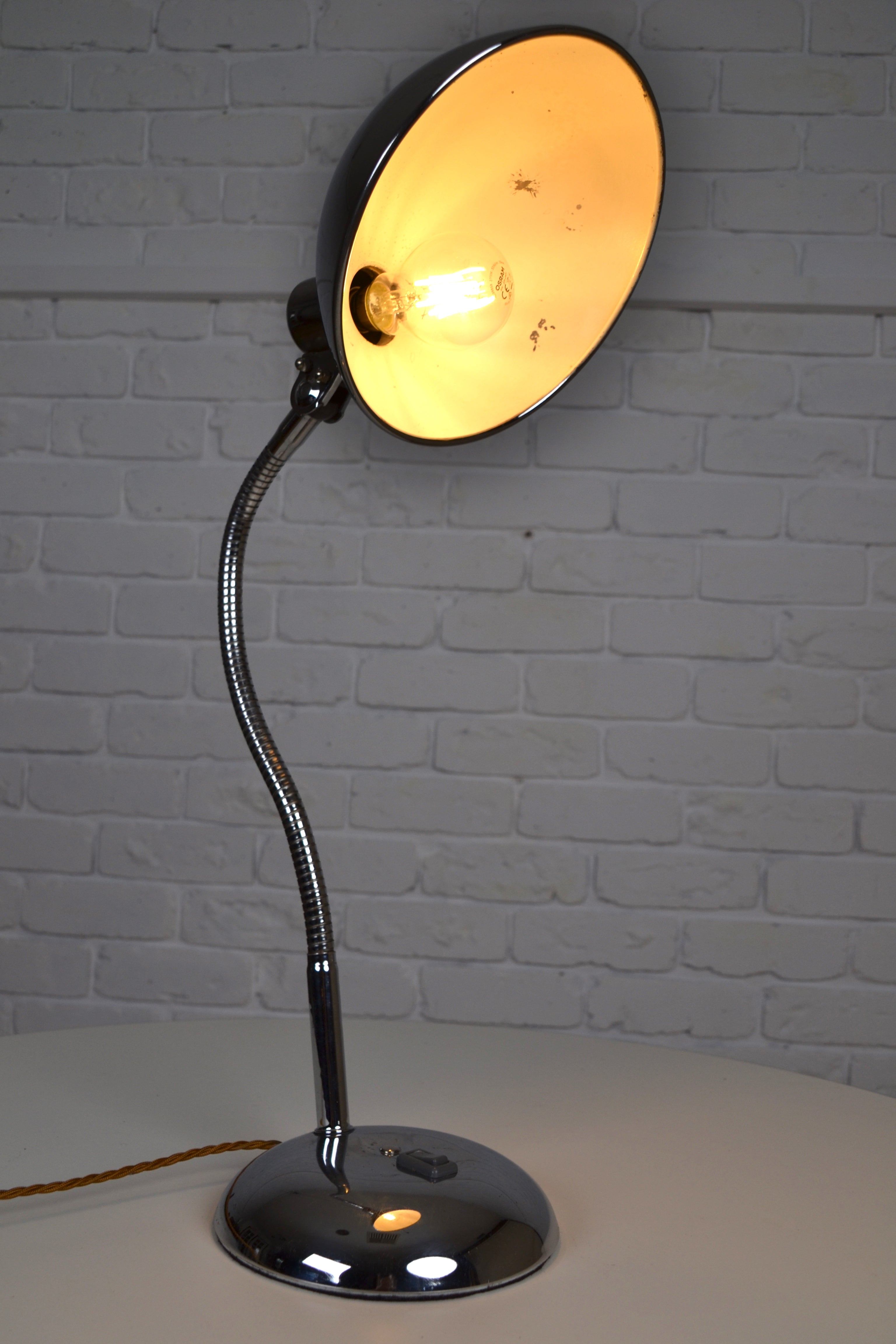 Vintage Kasier Leuchten German lamp in chrome / Christian Dell / Bauhaus design