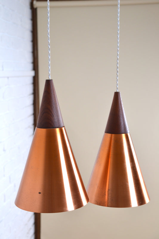 Vintage Cooper & Teak tear-drop pendant light