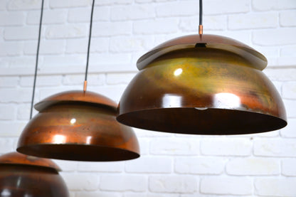 Mid century copper oxidised layered pendant light by LightCraft USA