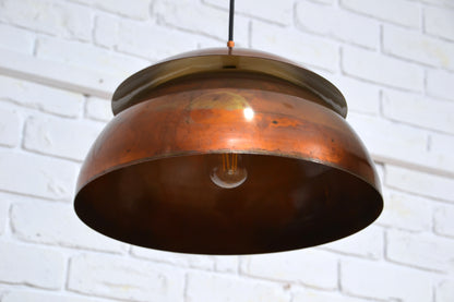 Mid century copper oxidised layered pendant light by LightCraft USA