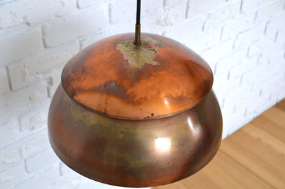 Mid century copper oxidised layered pendant light by LightCraft USA