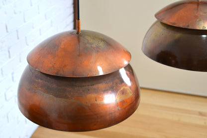 Mid century copper oxidised layered pendant light by LightCraft USA