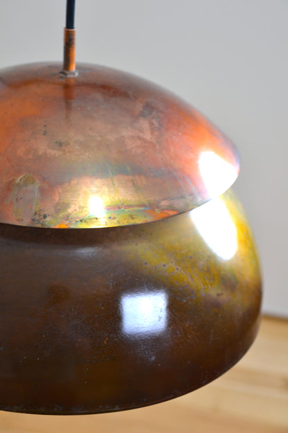 Mid century copper oxidised layered pendant light by LightCraft USA