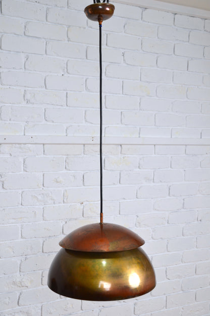 Mid century copper oxidised layered pendant light by LightCraft USA