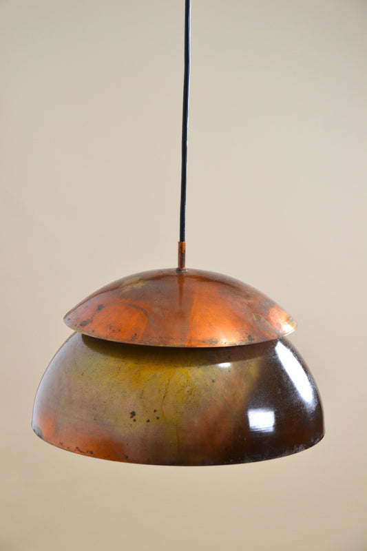 Mid century copper oxidised layered pendant light by LightCraft USA