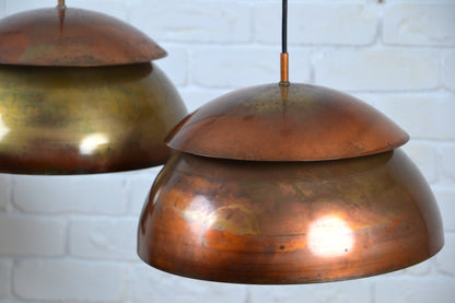 Mid century copper oxidised layered pendant light by LightCraft USA