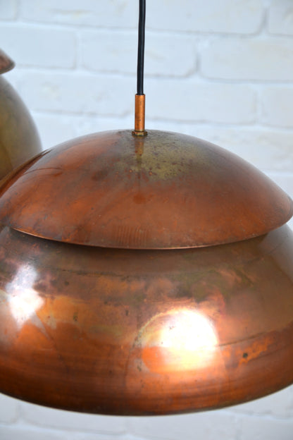 Mid century copper oxidised layered pendant light by LightCraft USA