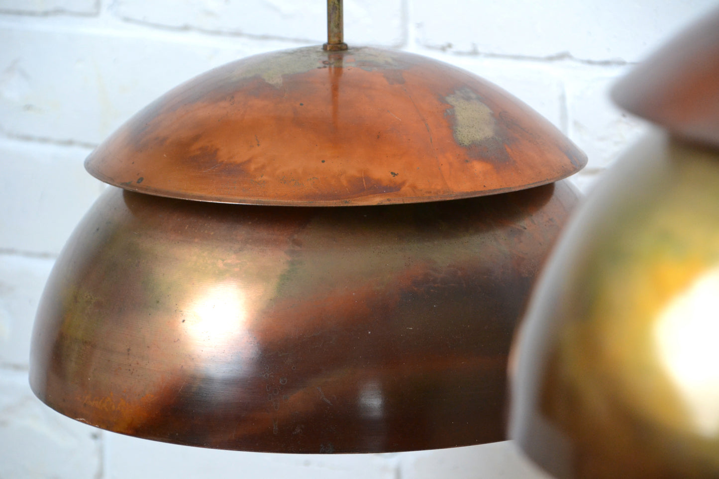 Mid century copper oxidised layered pendant light by LightCraft USA