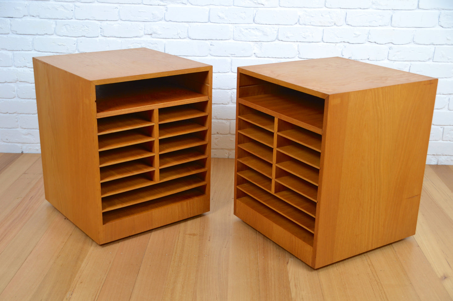 Industrial Oak side table / bedside drawer / pigeon hole cabinet