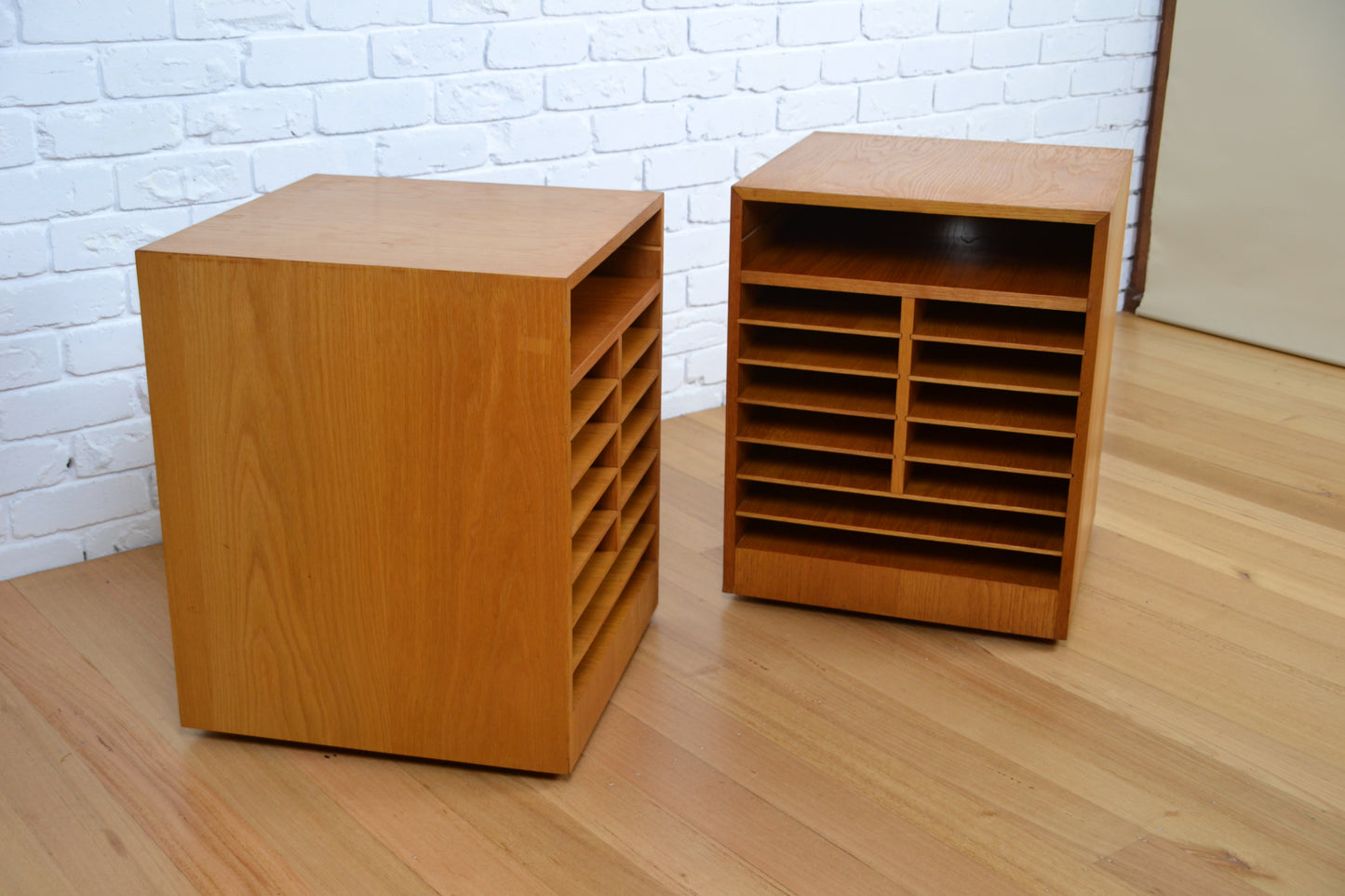 Industrial Oak side table / bedside drawer / pigeon hole cabinet