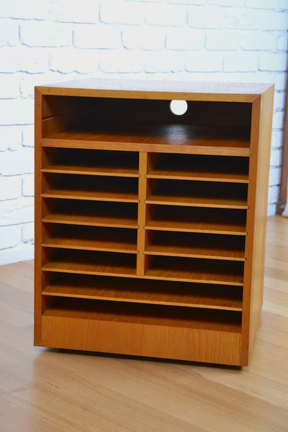 Industrial Oak side table / bedside drawer / pigeon hole cabinet