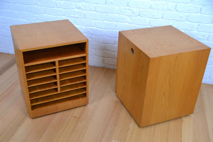 Industrial Oak side table / bedside drawer / pigeon hole cabinet