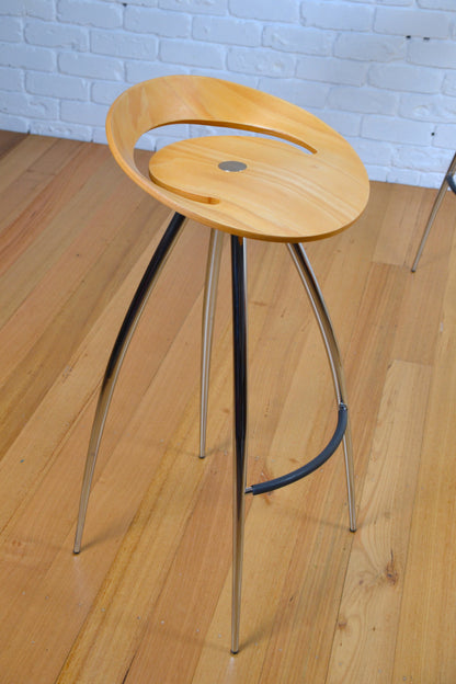 Pair Post Modern Italian designer Lyra bar stool - Mira Design / Magis