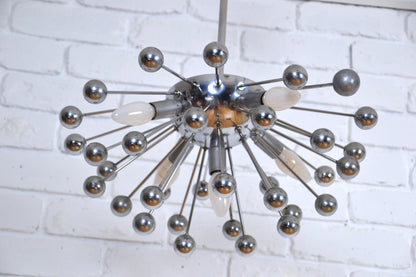 Pair vintage Sputnik style 5 globe pendant lights