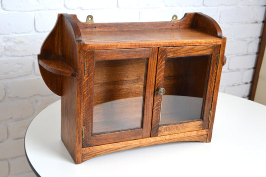 Miniature antique Oak cabinet / kitchen wall spice rack