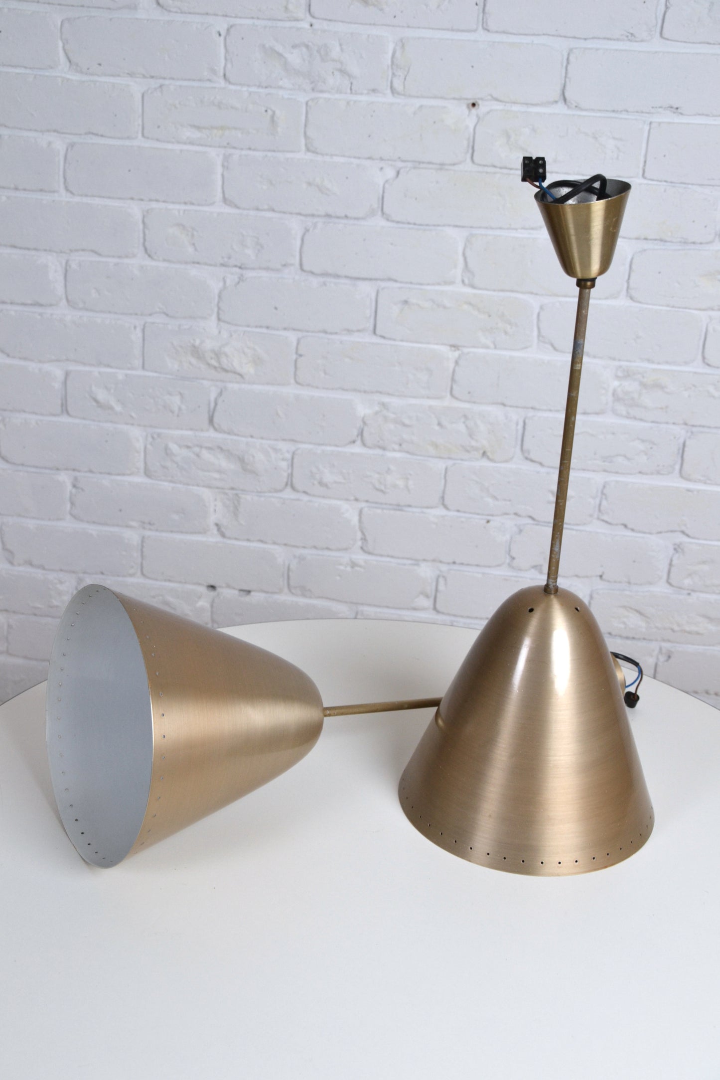 Pair BECO pendant light Australian Mid century by BECO Brown Evans & Co