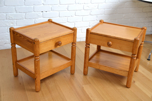 Pair of post modern bedsides in solid Pine