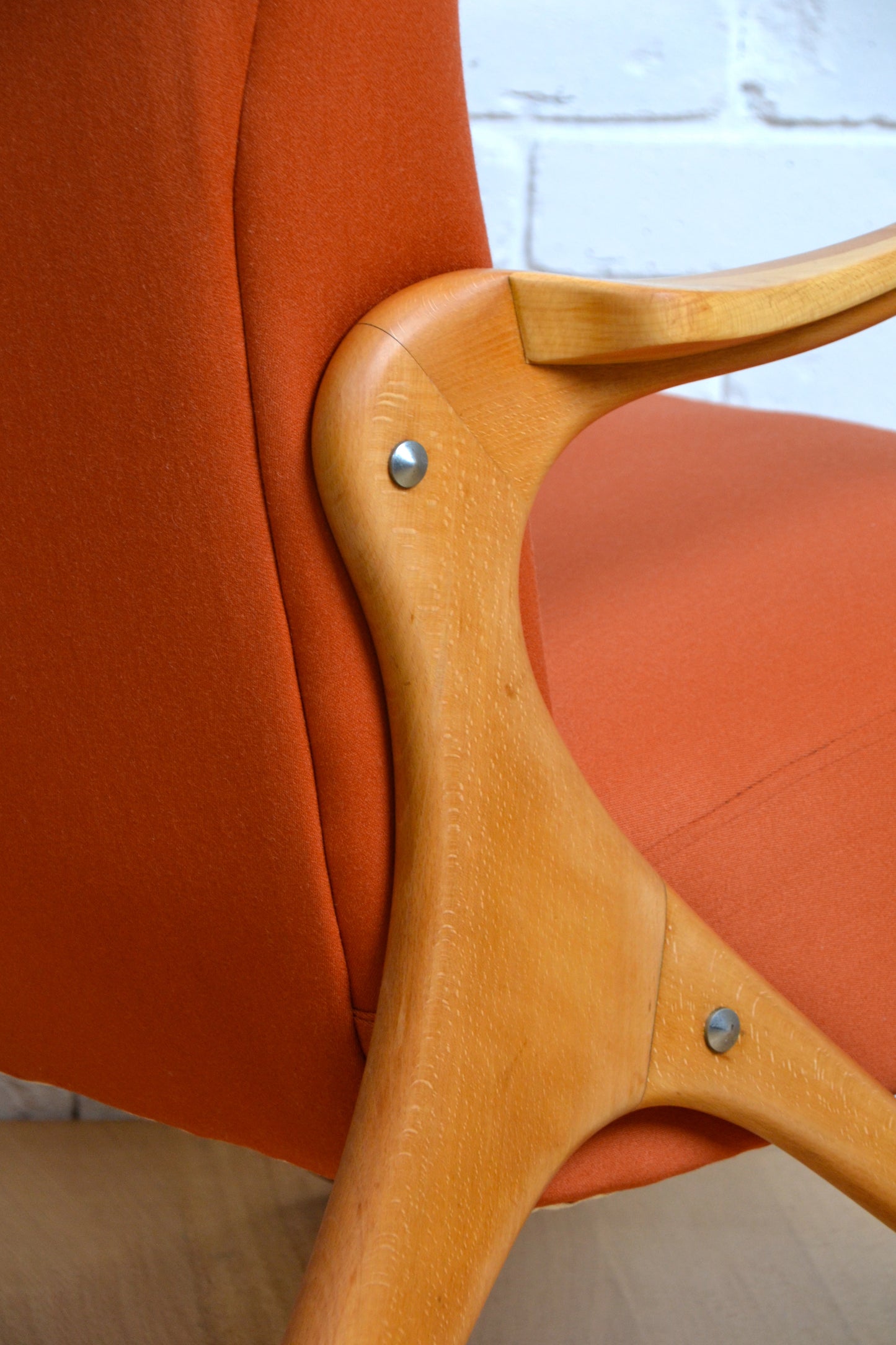 Stunning *Rare Mid century Italian wingback armchair - restored pure wool