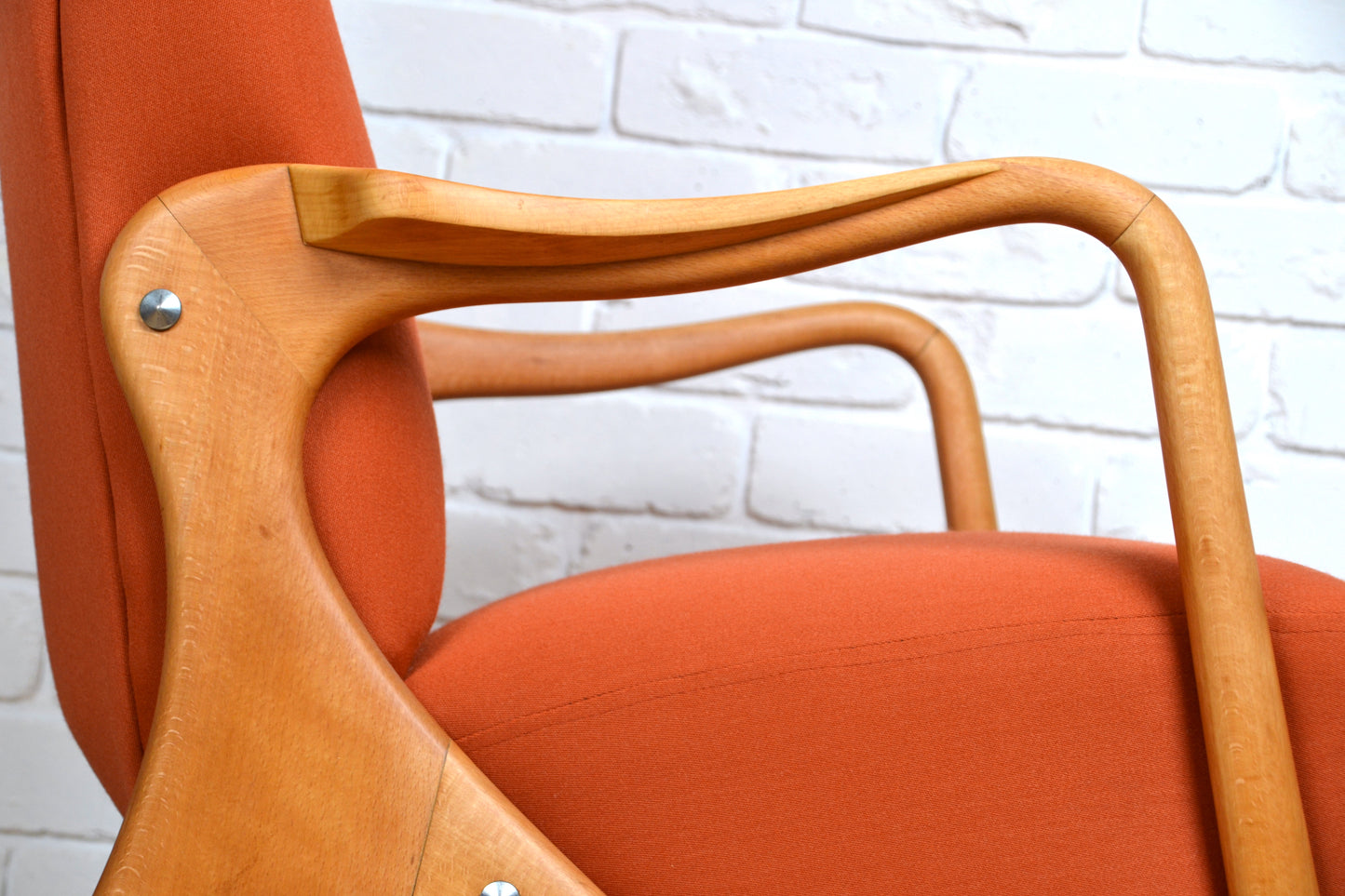 Stunning *Rare Mid century Italian wingback armchair - restored pure wool