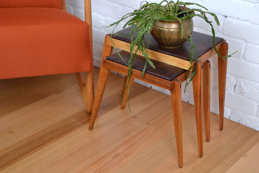 Australian Mid century nesting / coffee tables - restored QLD Maple