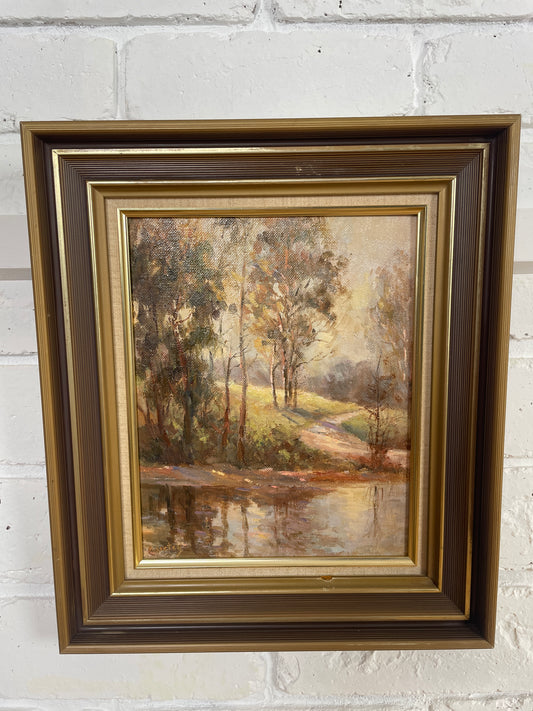 Vintage oil painting bushland by Agnes Szetey