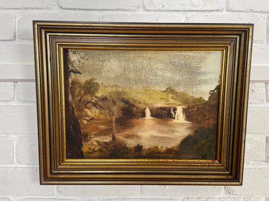 Vintage oil painting - waterfalls by Brenda Coggin