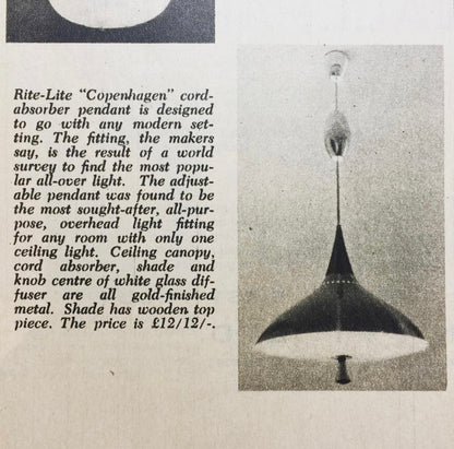 Rare Mid century UFO pendant light by Rite-Light, Australia