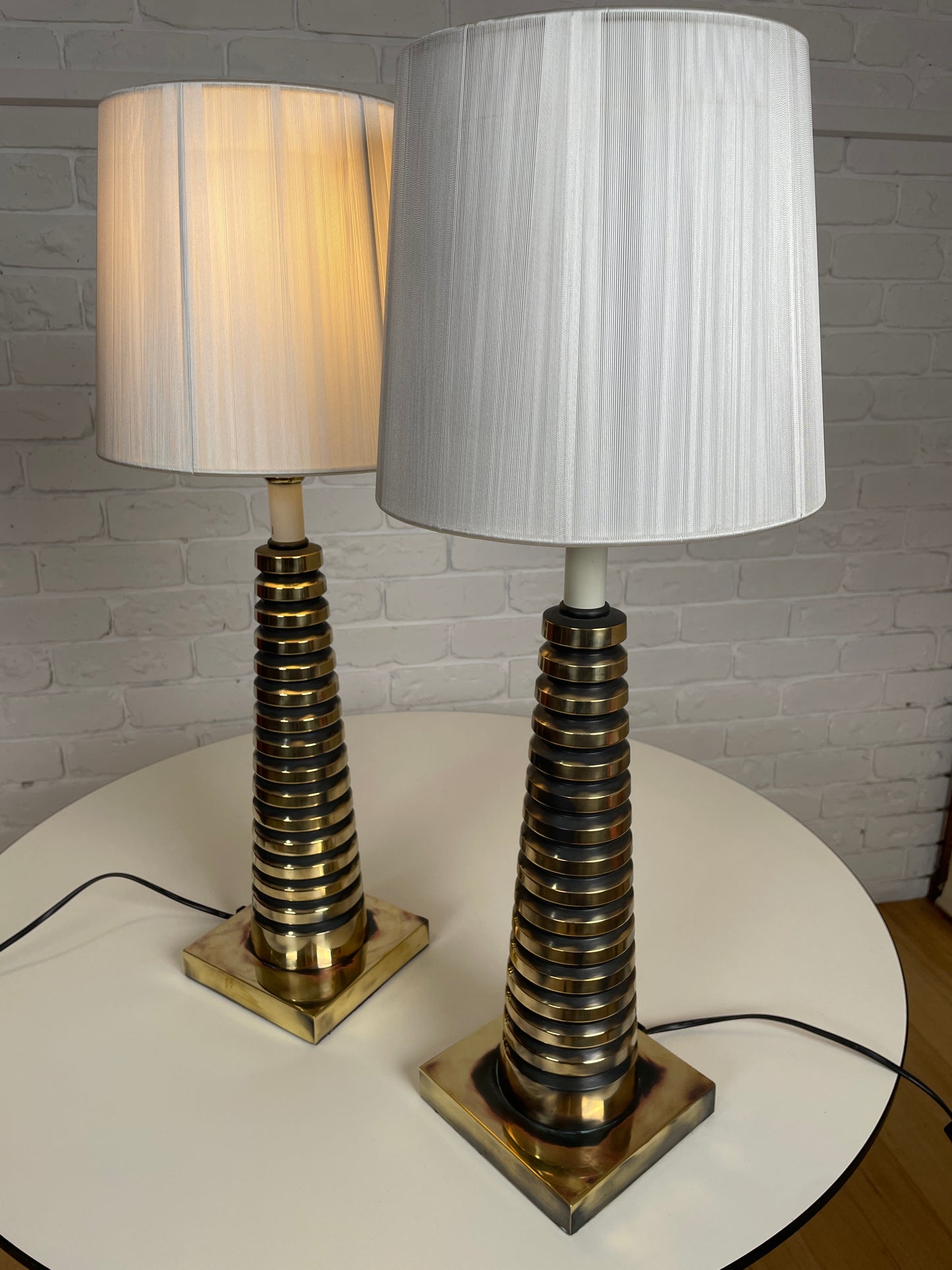 Pair of vintage Art Deco style solid bronze table lamps