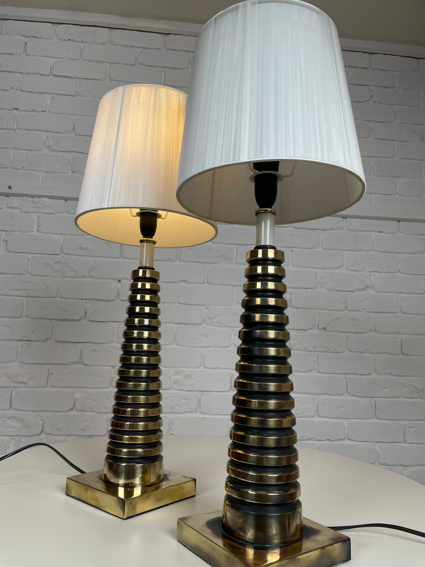 Pair of vintage Art Deco style solid bronze table lamps