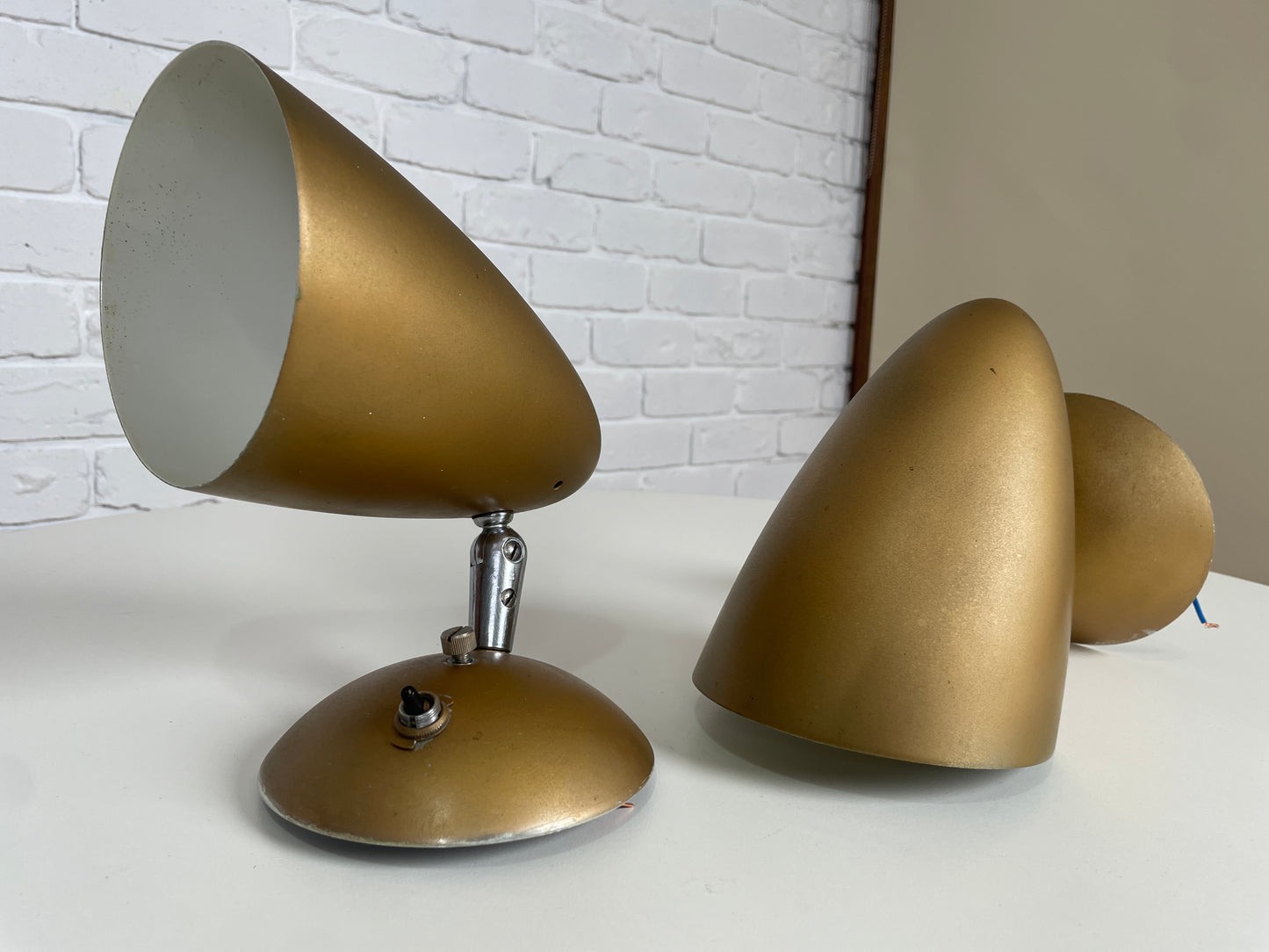 Pair BECO Australian Mid century wall sconce light / lamp - Brown Evans & Co