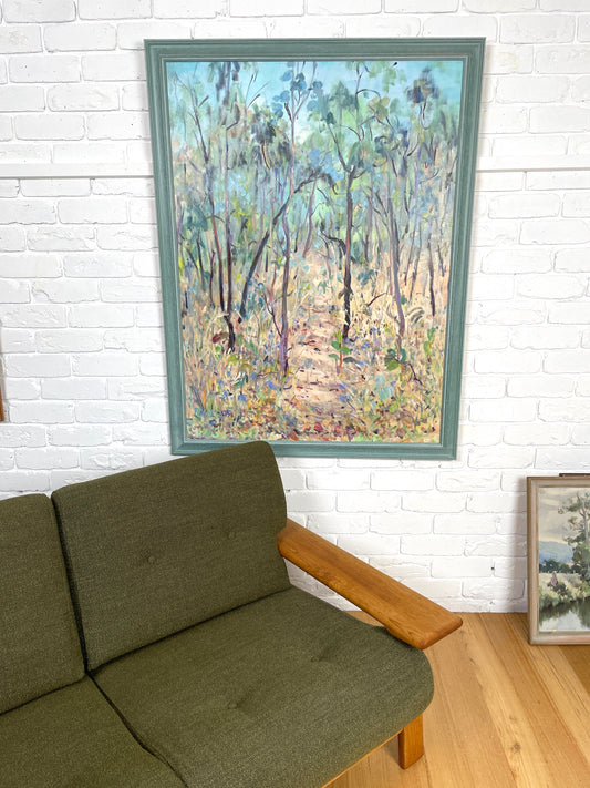 Large oil painting of woodland Eltham / Bruniona Vic by Pauline Cross